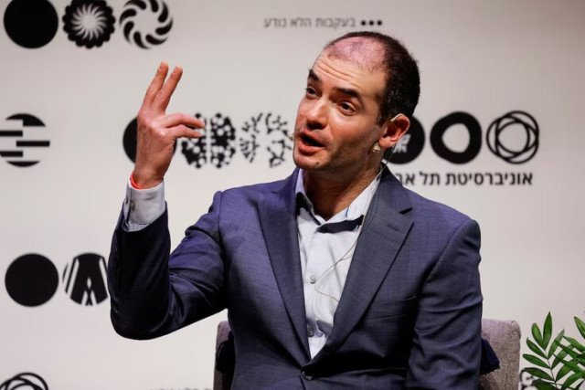 Ilya Sutskever, co-founder and Chief Scientist of OpenAI speaks during a talk at Tel Aviv University in Tel Aviv